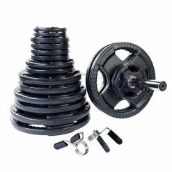 WebCitz - The Fitness Store Body Solid 400 Lb Rubber Grip Olympic Weight Set With Bar And Collars