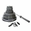 WebCitz - The Fitness Store Body Solid 300 Lb Gray Cast Iron Grip Olympic Weight Set With Bar And Collars Free Weights