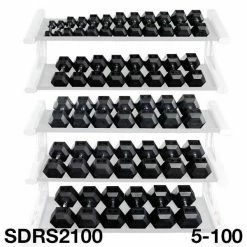 WebCitz - The Fitness Store Body Solid 5 Thru 100 Lb Rubber Hex Dumbbell Set Free Weights