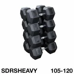 WebCitz - The Fitness Store Body Solid 105 Thru 120 Lb Rubber Hex Dumbbell Set Free Weights